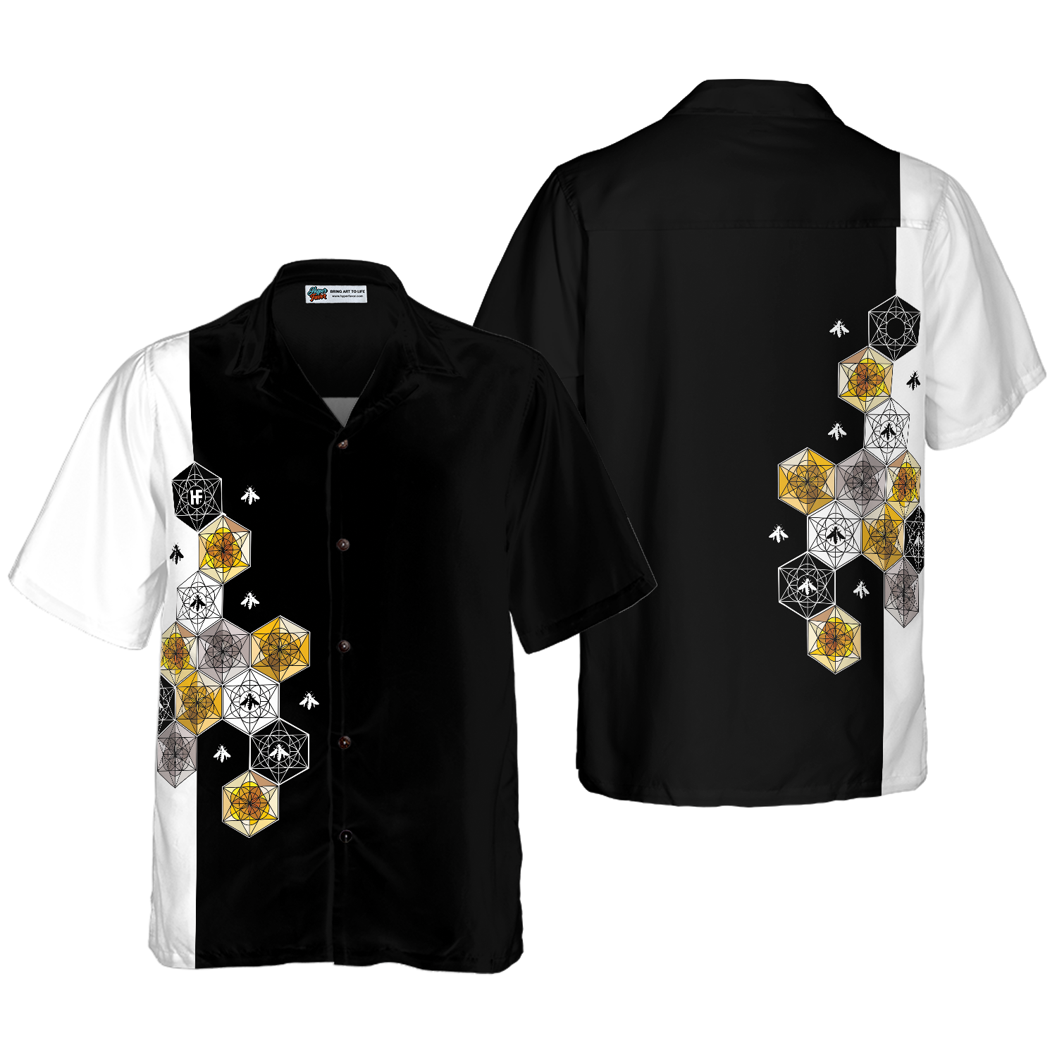 Geometry Bee Hex Hawaiian Shirt - Hyperfavor