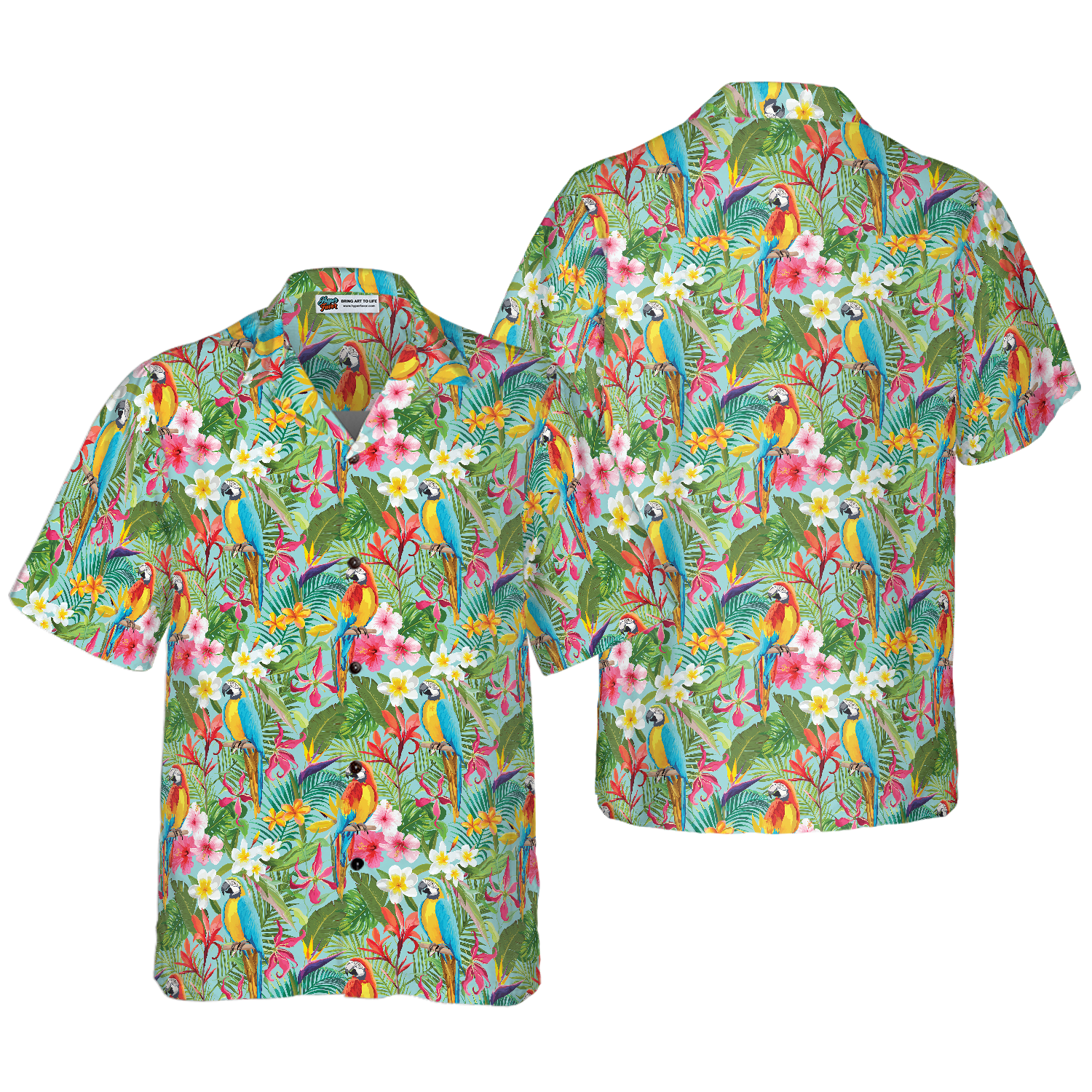 Tropical Floral Parrots Hawaiian Shirt - Hyperfavor