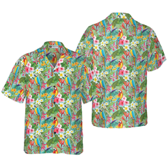 Tropical Floral Parrots Hawaiian Shirt - Hyperfavor