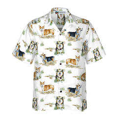 Smiling Corgi Shirt For Men Hawaiian Shirt - Hyperfavor