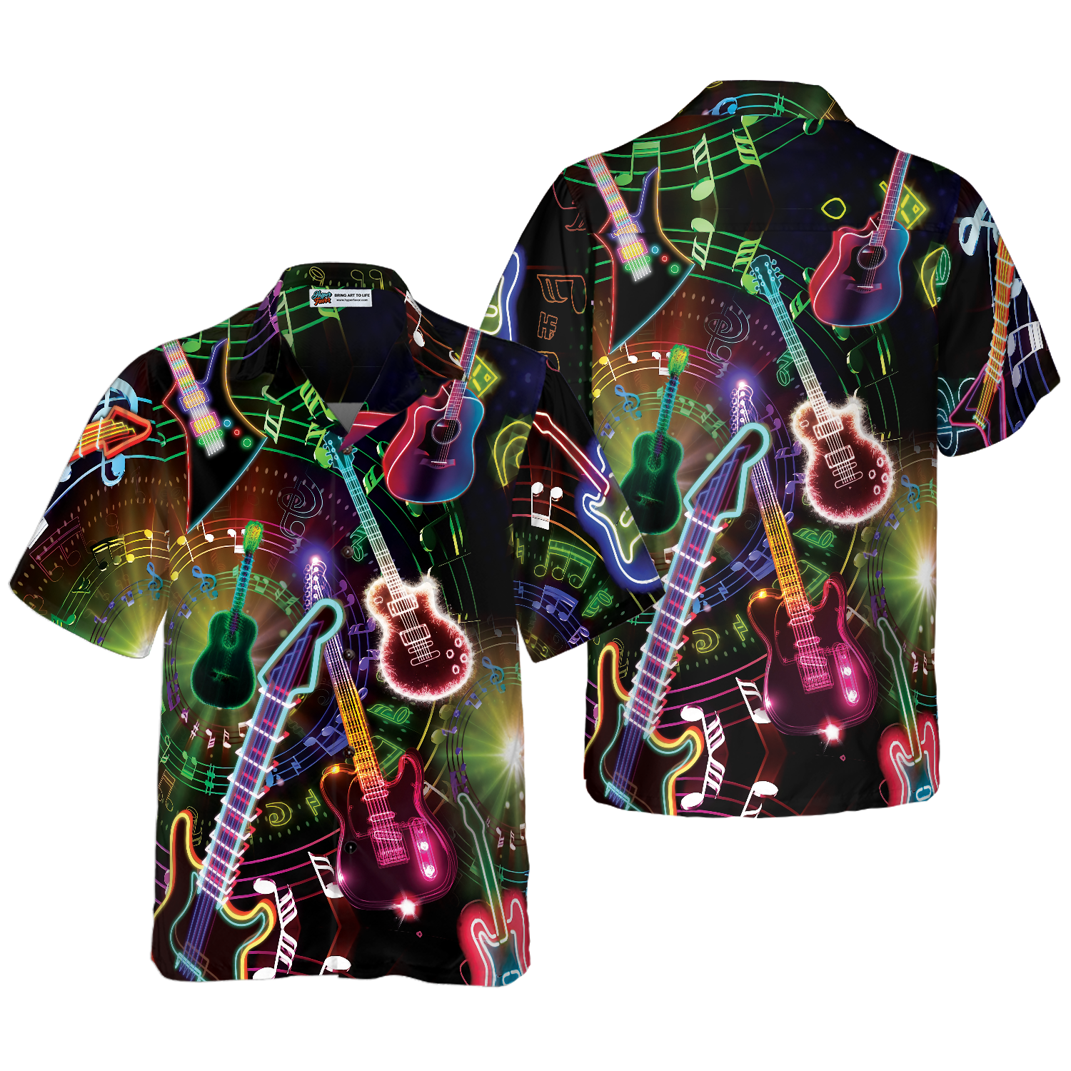 Colorful Guitars Hawaiian Shirt - Hyperfavor