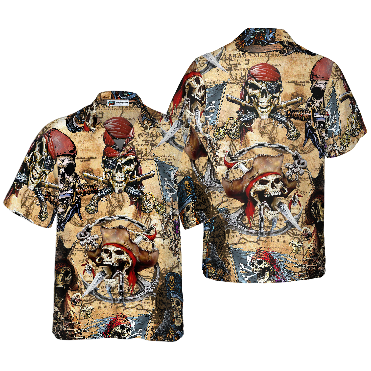Treasures World Map For Pirate Hawaiian Shirt - Hyperfavor