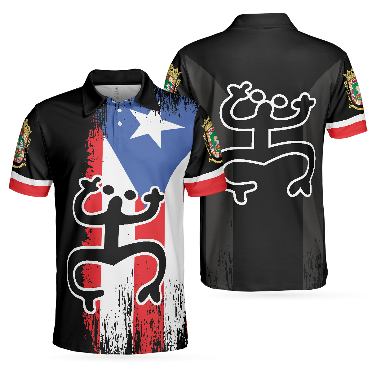 Puerto Rico King Polo Shirt, Black Puerto Rico Flag Shirt For Adults, Gift Idea For Puerto Rico Fans - Hyperfavor