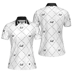 Golf In Black And White With Simple Golf Clubs Pattern Short Sleeve Women Polo Shirt, Basic Golf Shirt For Ladies - Hyperfavor