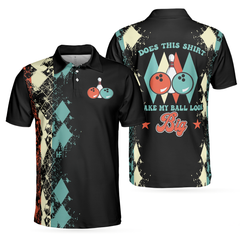 Does This Shirt Make My Ball Look Big Bowling Polo Shirt, Unique Argyle Pattern Bowling Shirt For Bowling Lovers - Hyperfavor