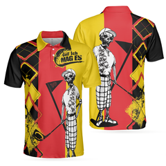 Golf Ich Mag Es German Flag Short Sleeve Polo Shirt, White Argyle Pattern Skeleton Golfing Polo Shirt, Best Golf Shirt For Men - Hyperfavor