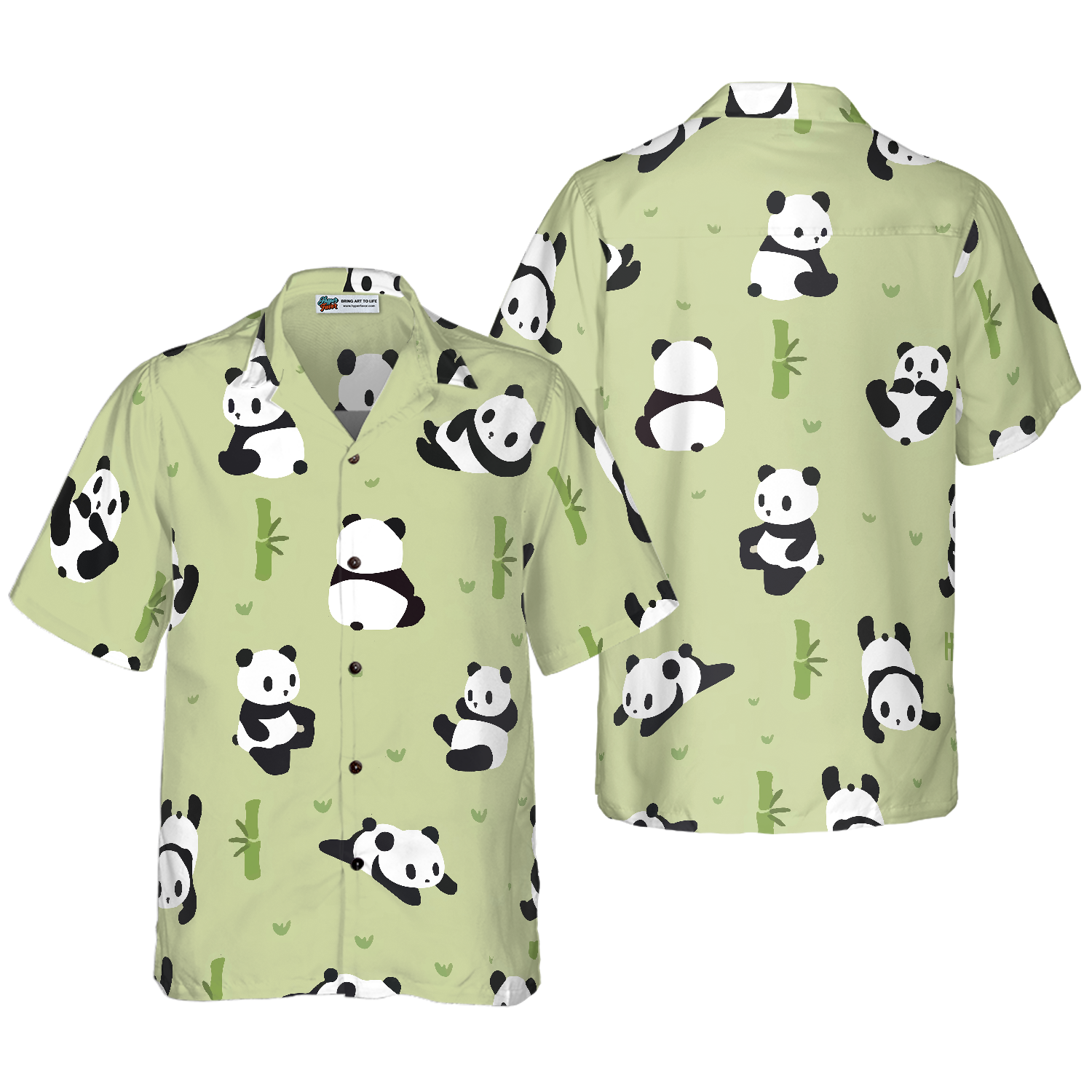 Panda Leaf Pattern Hawaiian Shirt - Hyperfavor