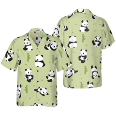 Panda Leaf Pattern Hawaiian Shirt - Hyperfavor