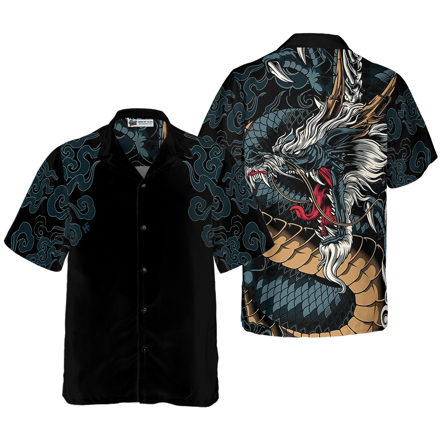 Kanagawa Dragon Hawaiian Shirt - Hyperfavor