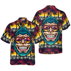 Cool Monkey Head In Paradise Hawaiian Shirt - Hyperfavor