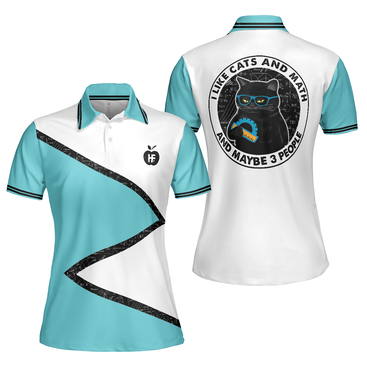 I Like Cats And Math And Maybe 3 People Short Sleeve Women Polo Shirt - Hyperfavor