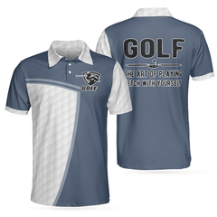 The Art Of Playing Fetch With Yourself Golf Polo Shirt, Funny White And Blue Golf Shirt For Men - Hyperfavor