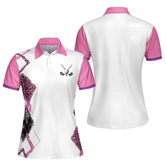 Classic Golf Lady White And Pink Golf Short Sleeve Women Polo Shirt, Golf Shirt For Girls - Hyperfavor