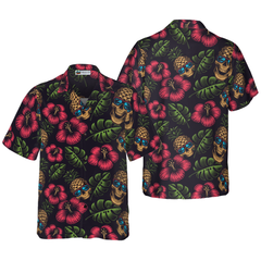 Pineapple Skull Black Hawaiian Shirt - Hyperfavor