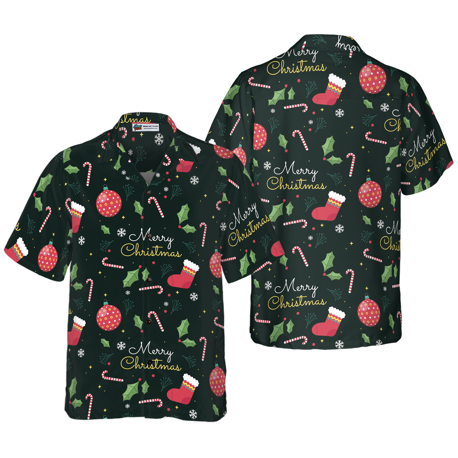 Hyperfavor Christmas Hawaiian Shirts, Merry Christmas Pattern Shirt Short Sleeve, Christmas Shirt Idea Gift For Men And Women - Hyperfavor
