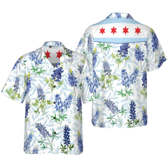 Chicago Bluebonnet Flag Hawaiian Shirt - Hyperfavor