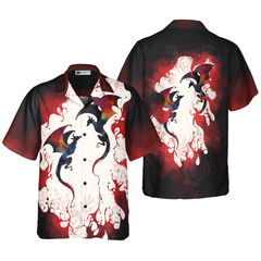 Blood Dragon with Vintage Rose Mens Hawaiian Shirt - Hyperfavor
