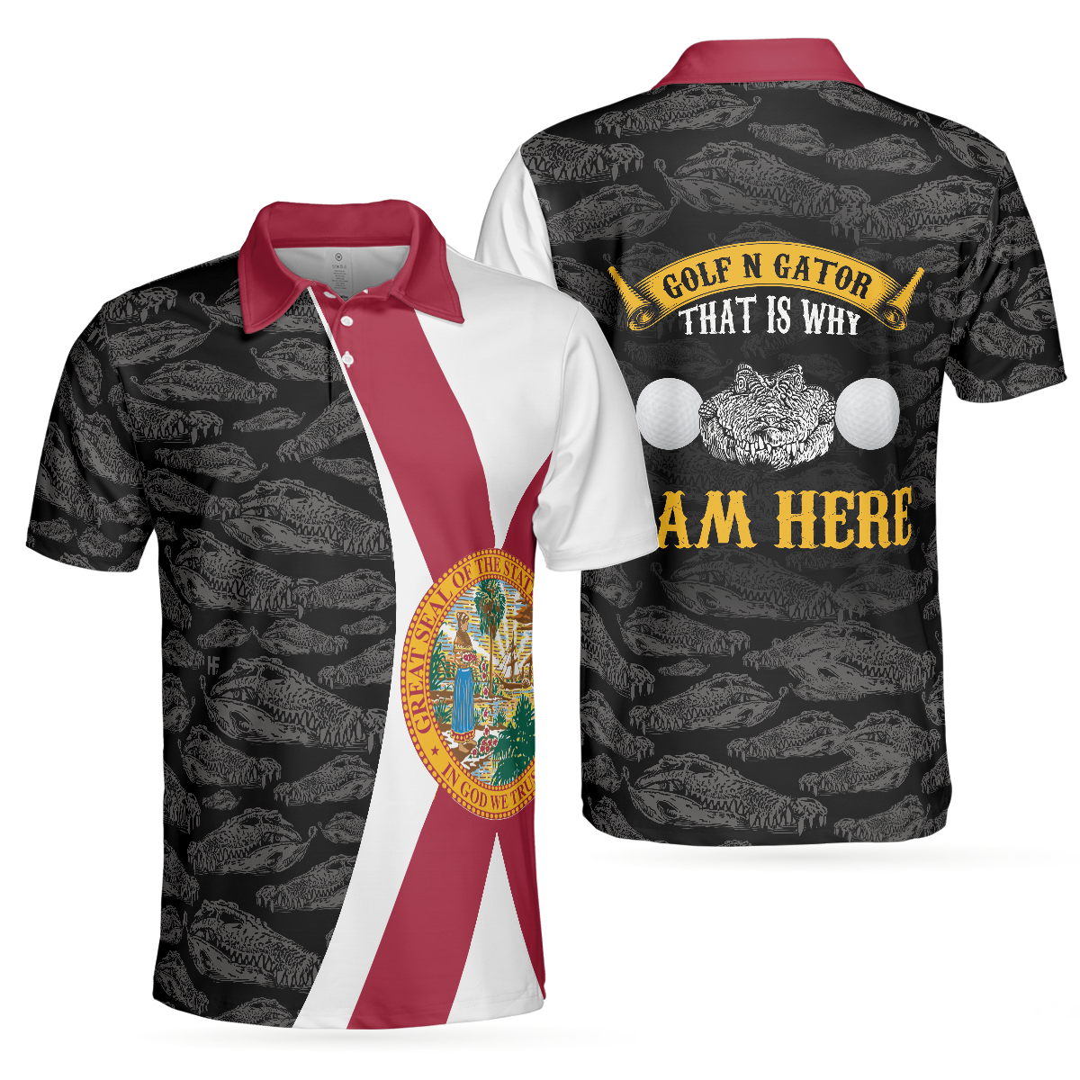 Florida Skull Golf Polo Shirt, Funny Golf Shirt With Sayings, Golf Gift Idea For Professional Golfers - Hyperfavor