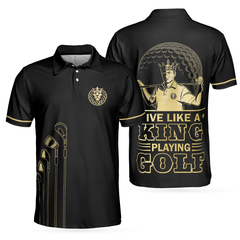 Live Like A King Playing Golf Black And Gold Polo Shirt, Luxury Golfer Polo Shirt, Best Golf Shirt For Men - Hyperfavor