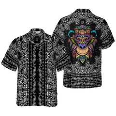 Colorful Monkey With Paisley Pattern Shirt For Men Hawaiian Shirt - Hyperfavor