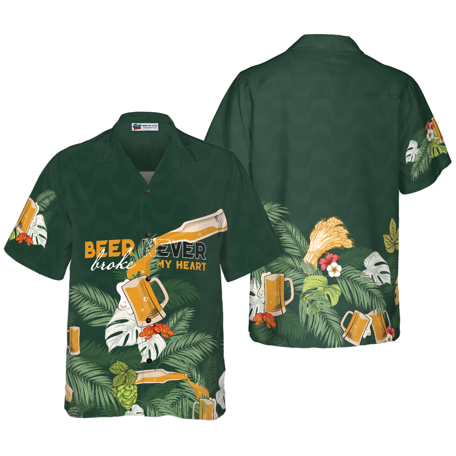 Beer never broke my heart Hawaiian Shirt For Men, Beer Lovers Aloha Shirts, International Beer Day Shirt - Hyperfavor
