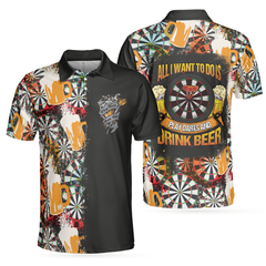 Play Darts And Drink Beer Polo Shirt, Colorful Dart Board Polo Shirt, Dart Shirt For Beer Lovers - Hyperfavor