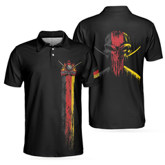 German Flag Master Baiter Golf Polo Shirt, Black Wet Paint Skull Polo Shirt, Best Golf Shirt For Men - Hyperfavor
