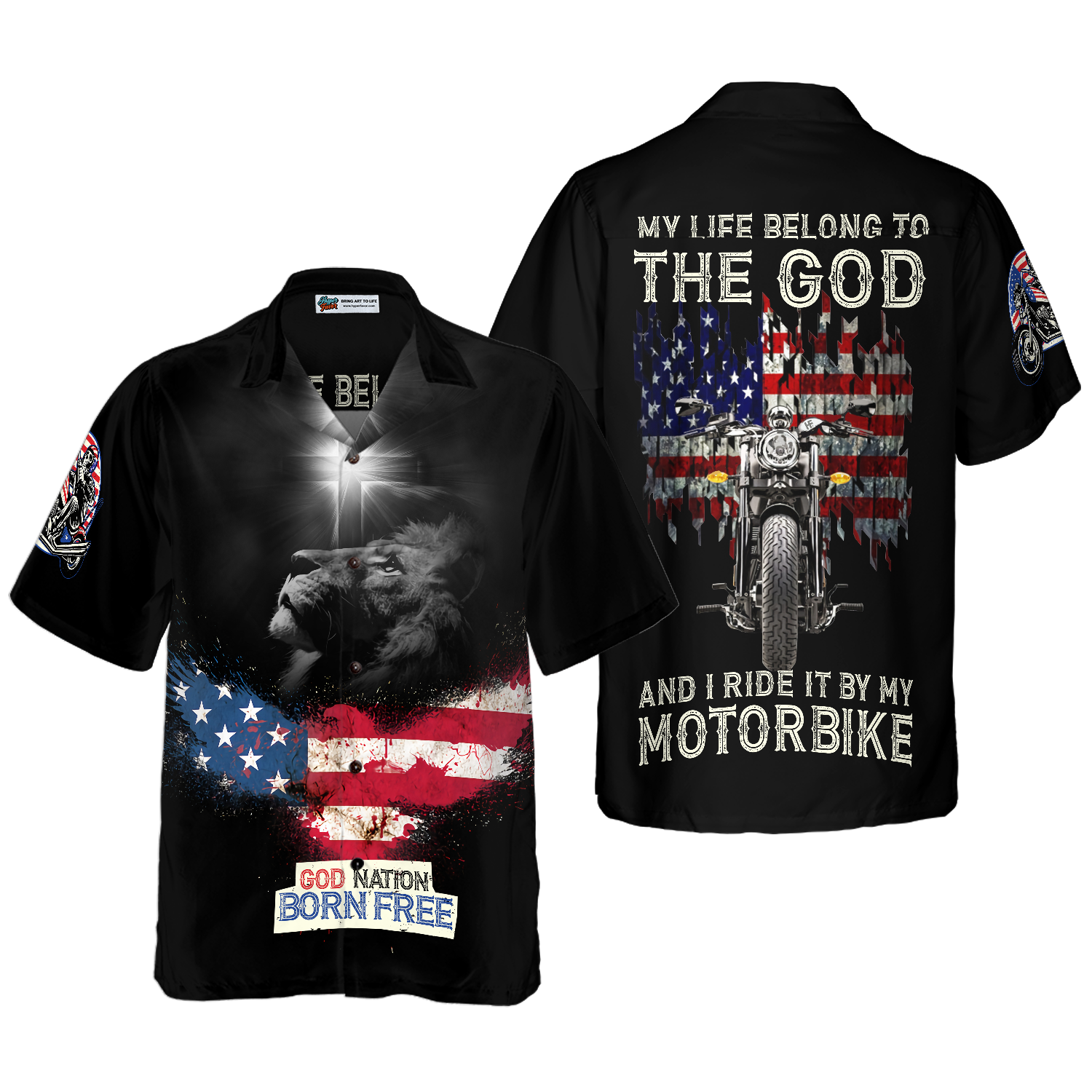 God Nation Born Free Hawaiian Shirt - Hyperfavor