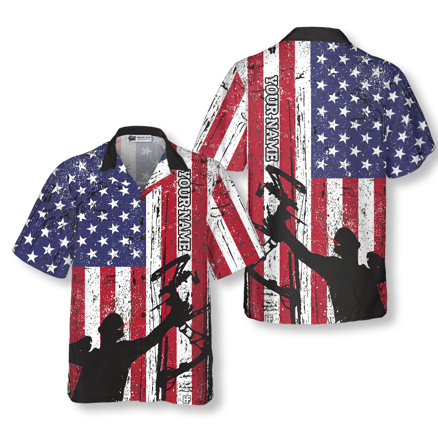 Archery America Flag Archery Custom Hawaiian Shirt - Hyperfavor