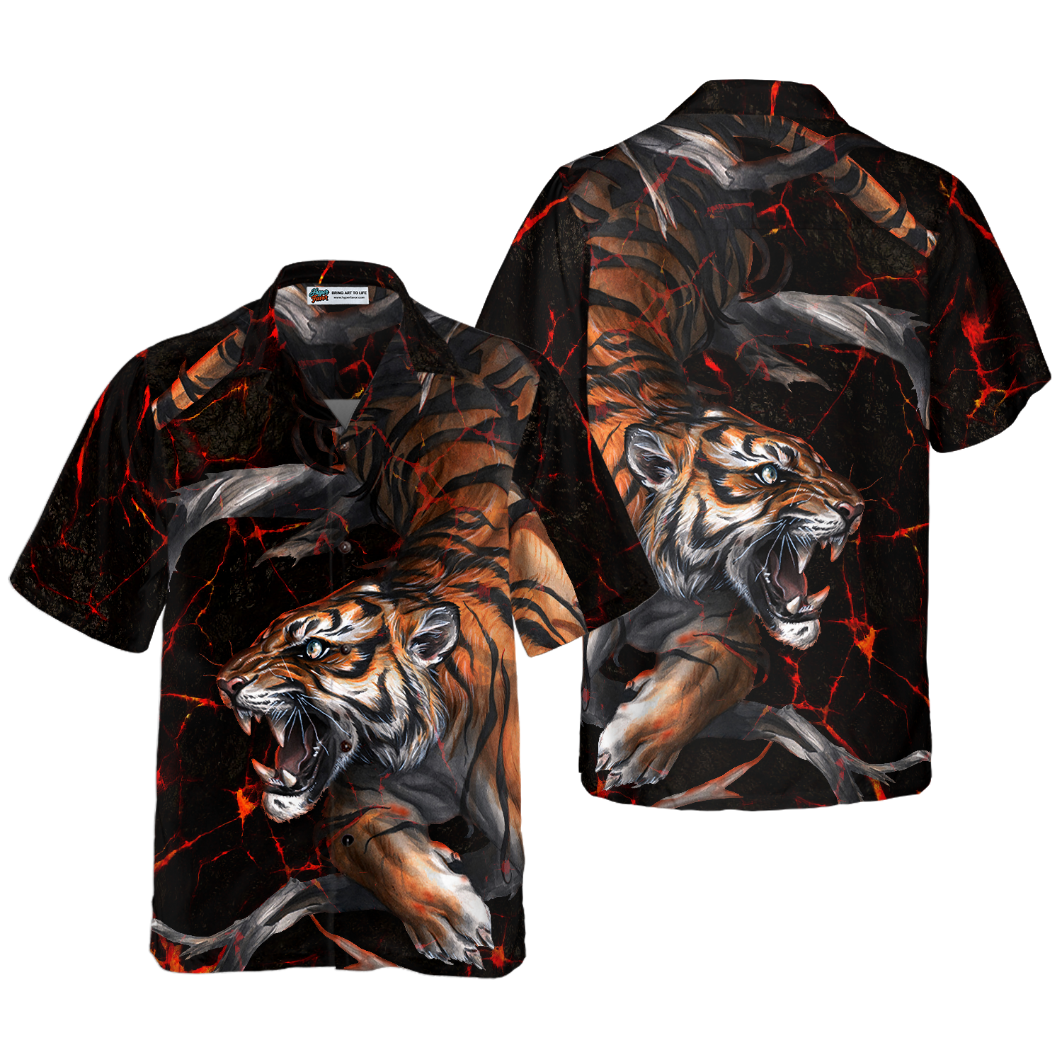 Tiger In The Dark Shirt For Men Hawaiian Shirt - Hyperfavor