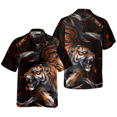 Tiger In The Dark Shirt For Men Hawaiian Shirt - Hyperfavor