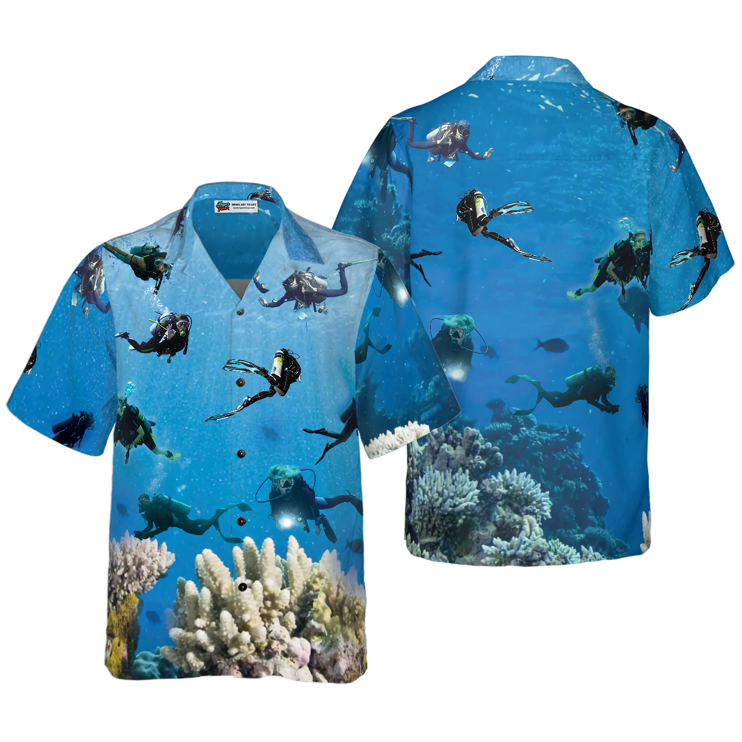 Under The Sea Scuba Diving Hawaiian Shirt - Hyperfavor