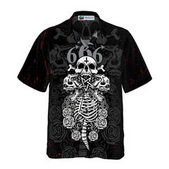 Skull And Bones Satanic Goth Gothic Hawaiian Shirt - Hyperfavor