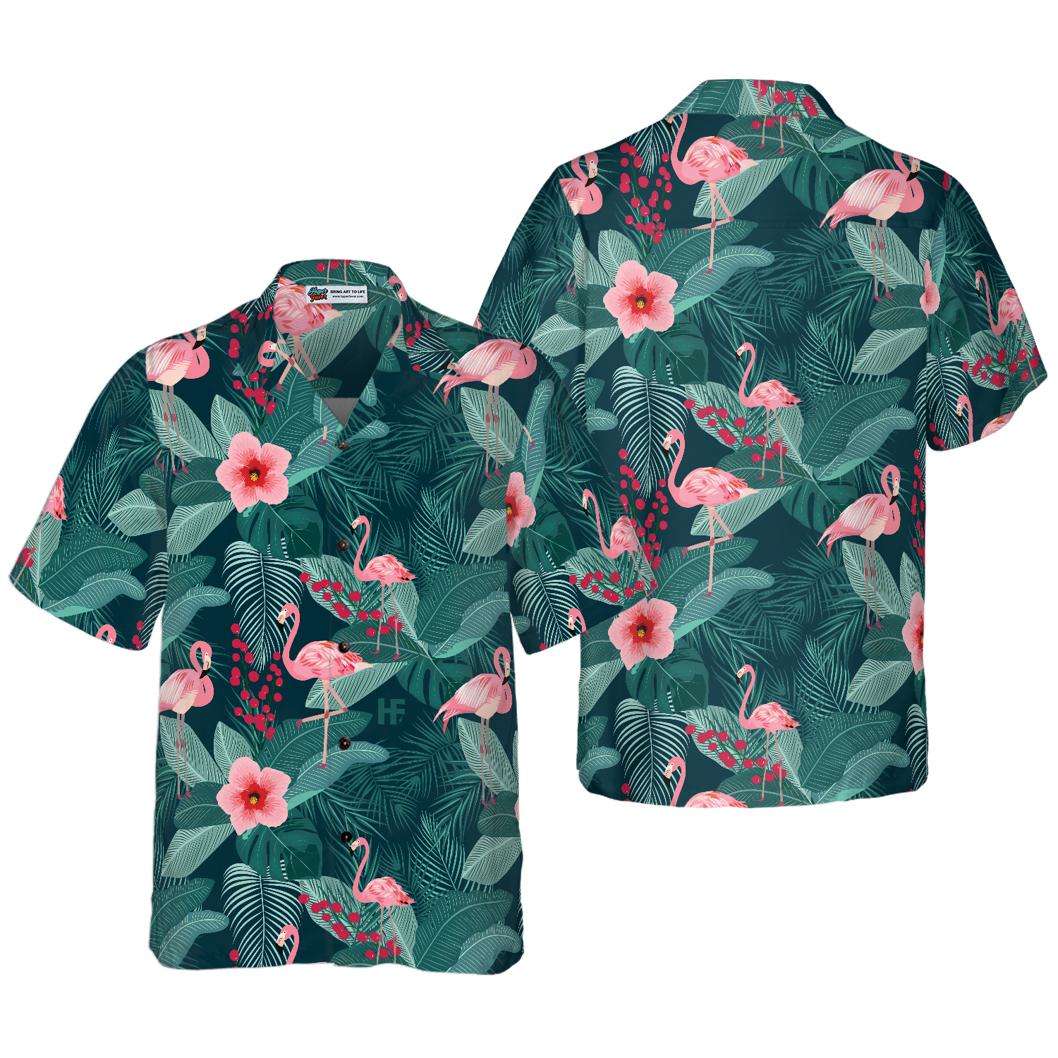Flamingo Tropical Leaves Palm Hawaiian Shirt - Hyperfavor