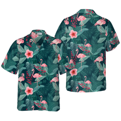 Flamingo Tropical Leaves Palm Hawaiian Shirt - Hyperfavor