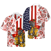 Firefighter American Flag Tropical Firefighter Hawaiian Shirt, Texas Bluebonnet Fire Dept Logo Firefighter Shirt For Men - Hyperfavor