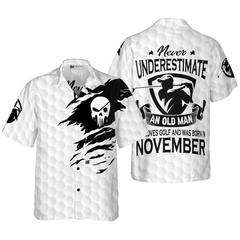 Never Underestimate A Golfer Born In November Golf Hawaiian Shirt - Hyperfavor