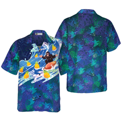 Bigfoot Surfing Tropical Hawaiian Shirts for Men - Hyperfavor