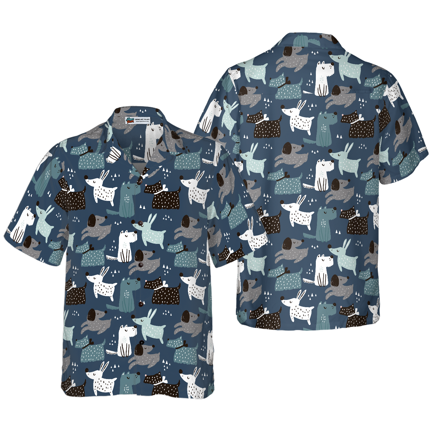 Childish Seamless Pattern Dogs Hawaiian Shirt - Hyperfavor
