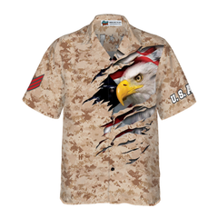 Veteran Proud US Desert Marine Camouflage Hawaiian Shirt - Hyperfavor