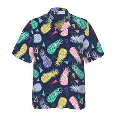 Pineapple Fruits In Memphis Style Hawaiian Shirt - Hyperfavor