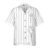 Personalized White Version One Line Drawing Golfer Custom Hawaiian Shirt - Hyperfavor
