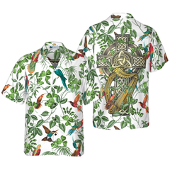 The Celtic Cross Harp Irish Shamrock Hawaiian Shirt - Hyperfavor