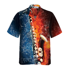 Saxophone With Water And Flame Hawaiian Shirt - Hyperfavor