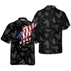 Hyperfavor Christmas Hawaiian Shirts, Chritmas USA Flag Pattern Shirt Short Sleeve, Christmas Shirt Idea Gift For Men And Women - Hyperfavor