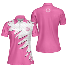 Golf Ball Texture With Pink Color Golf Short Sleeve Women Polo Shirt, Pink Golf Shirt For Women - Hyperfavor