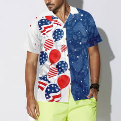 Hyperfavor Christmas USA Balloons Pattern Hawaiian shirt, Christmas Shirts Short Sleeve Button Down Shirt For Men And Women - Hyperfavor