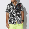 Tattered BnW Camouflage Golf Hawaiian Shirt - Hyperfavor