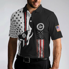 SM2 Skull Black And White American Flag Polo Shirt - Hyperfavor