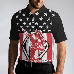 Baseball Hit Hard Run Fast Short Sleeve Polo Shirt, Black Theme American Flag Polo Shirt, Best Baseball Shirt For Men - Hyperfavor